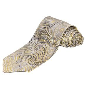 Peacock Pattern Necktie | Gray/Gold